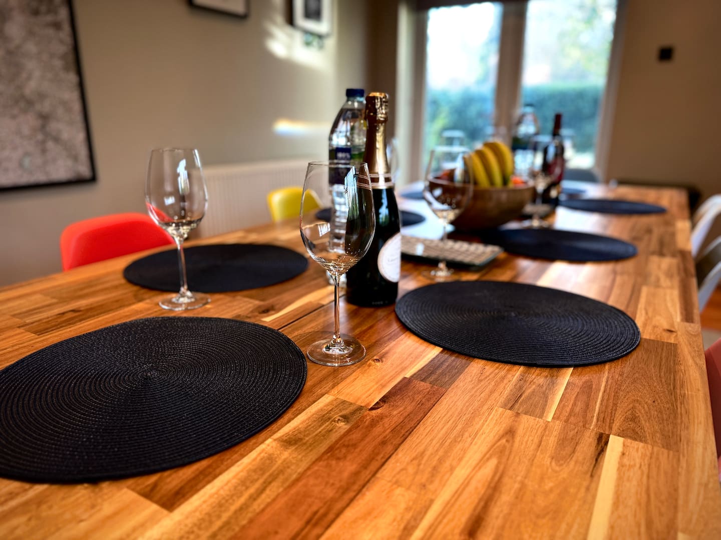 Dining area with table seating for 8 — ideal for family meals together